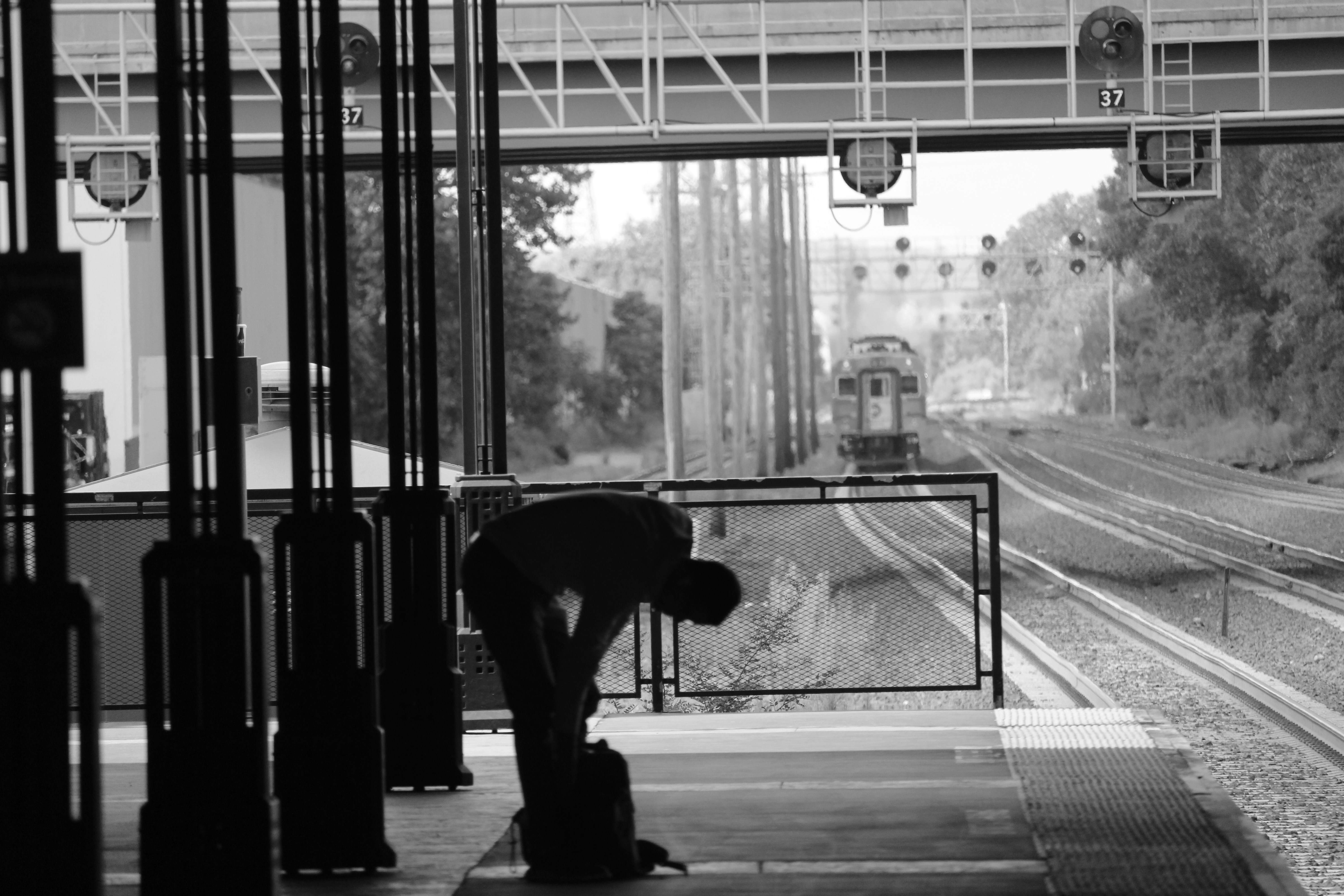 a person stands on a platform