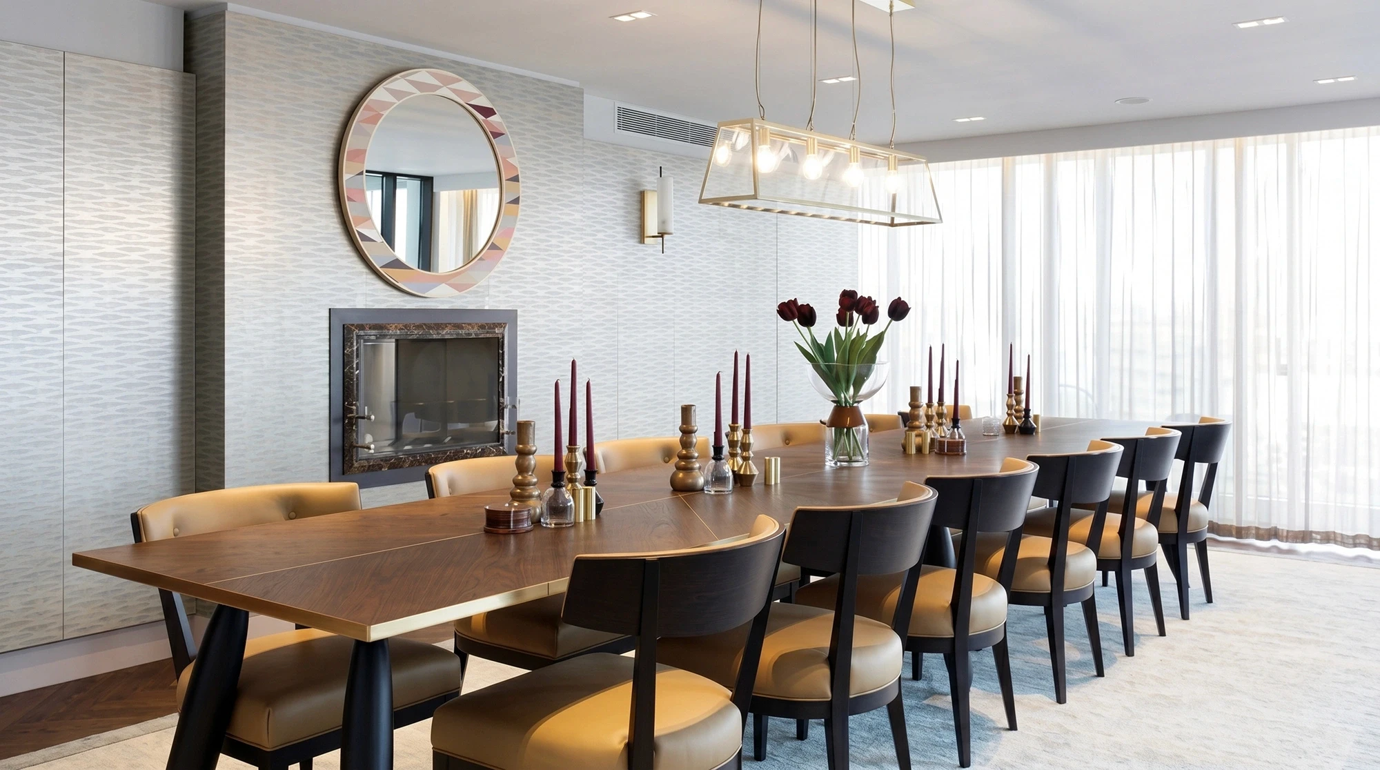 Dining area in Riverside view residence in London