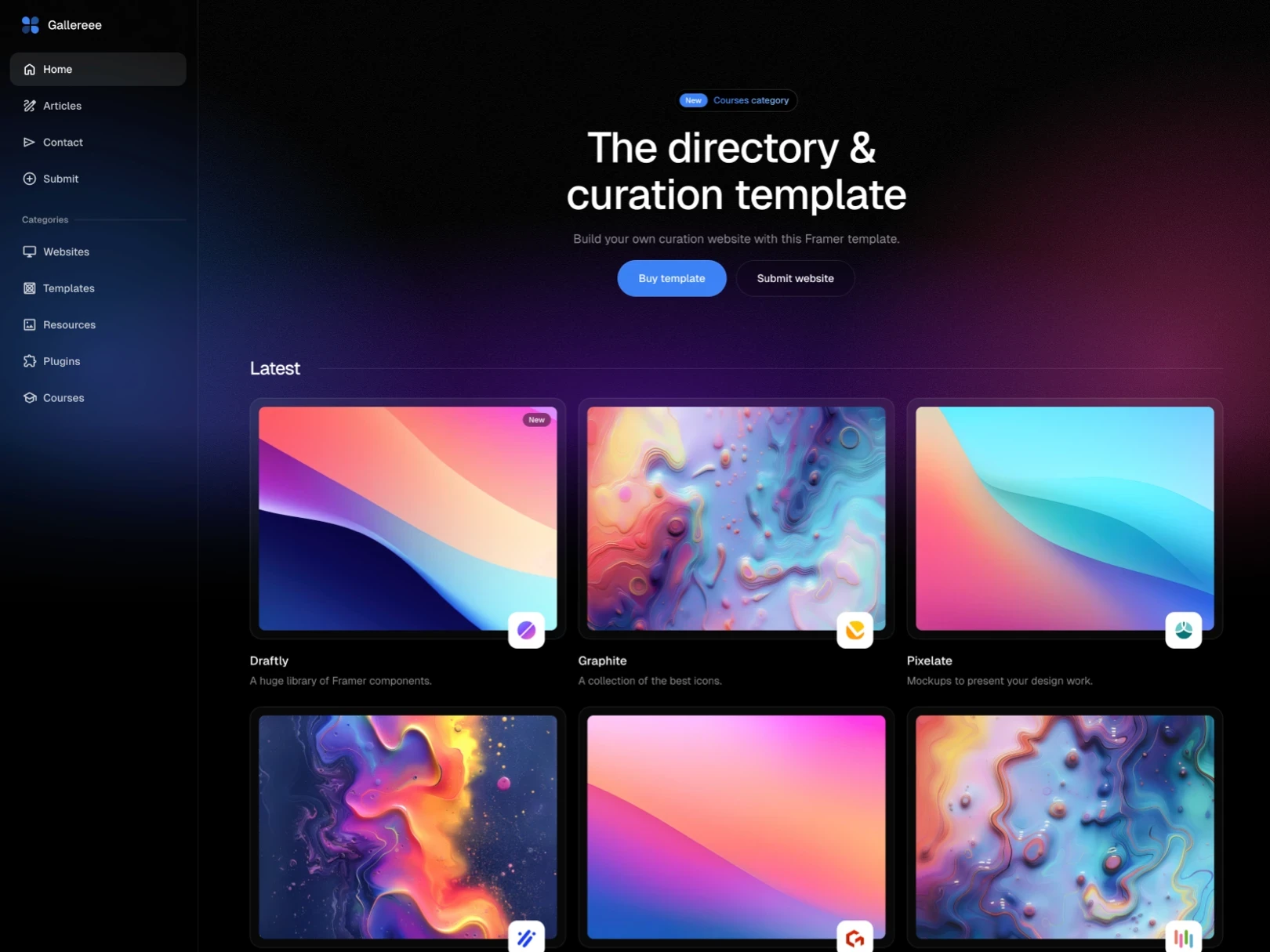 Gallereee — Curation & Directory Template for Framer