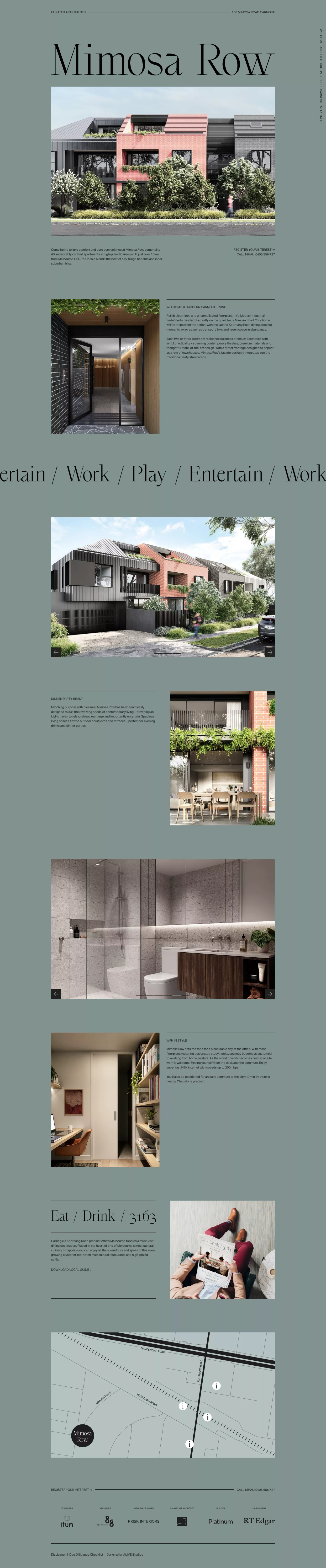 Mimosa Row other page screenshot showcasing Architecture and Local Business design