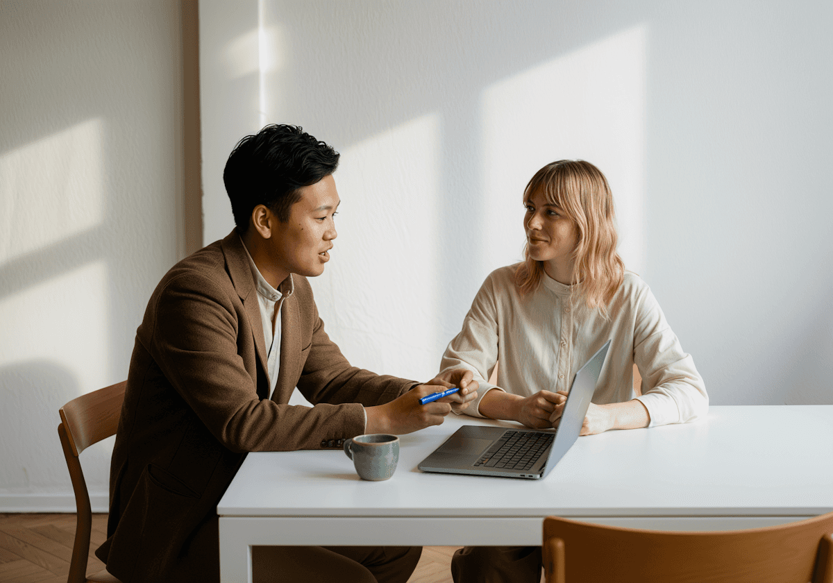 Man chatting in professional setting