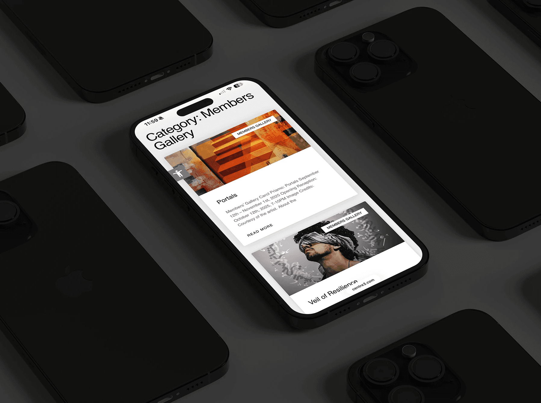 Mobile-friendly website design for Centre 3 arts organization
