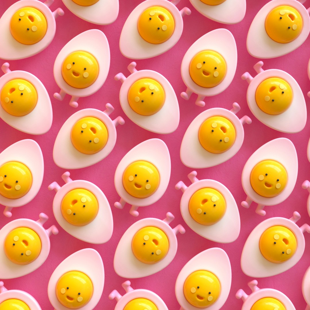 3d egg pattern characters render