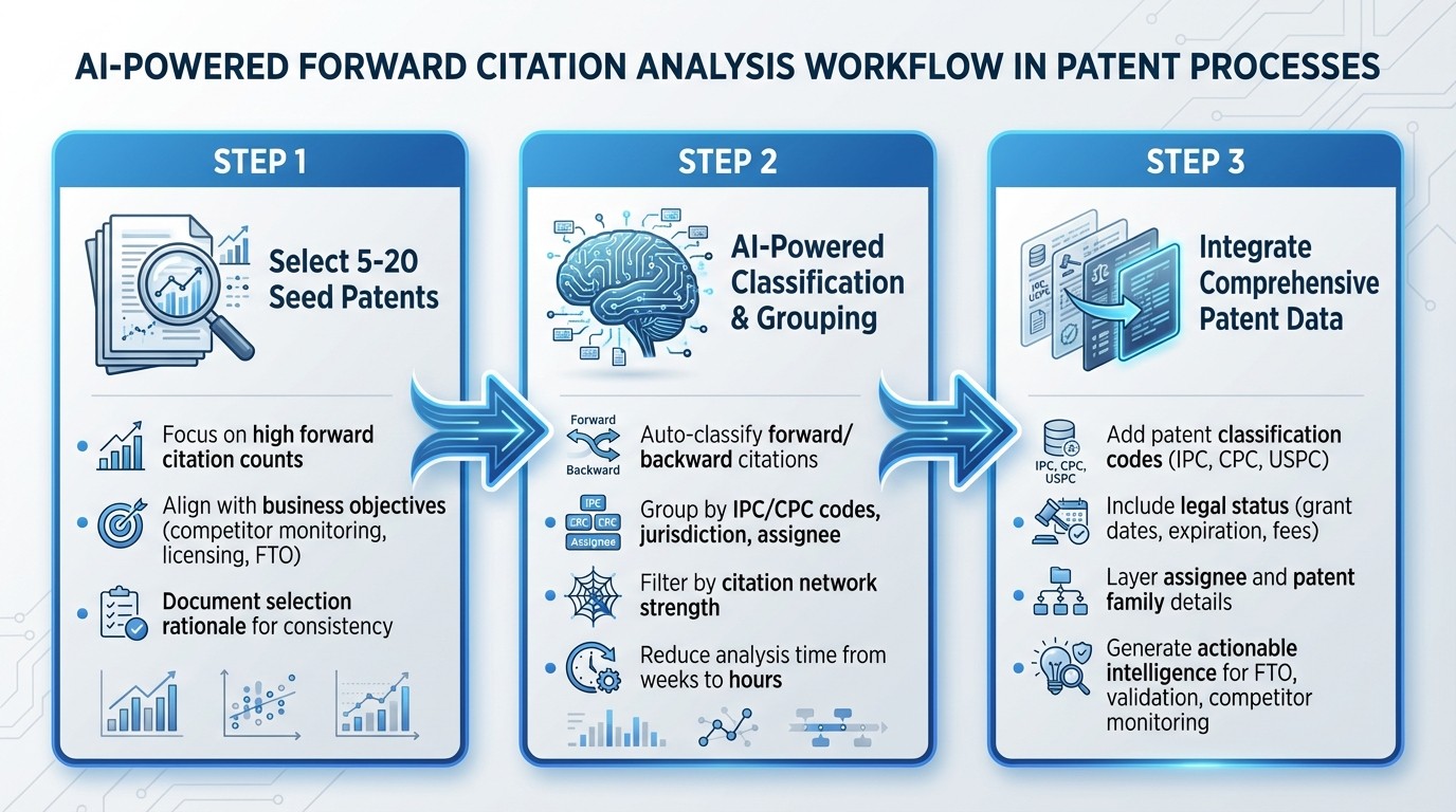 How to Integrate AI Forward Citation Analysis into Patent Workflows: 3-Step Process