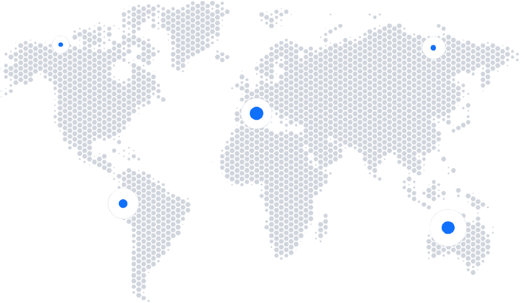 World map with blue dot icons