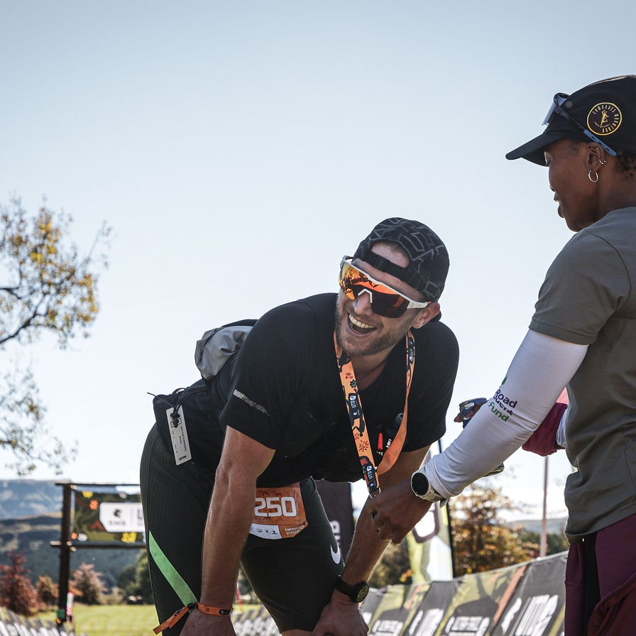 Athlete winning a race