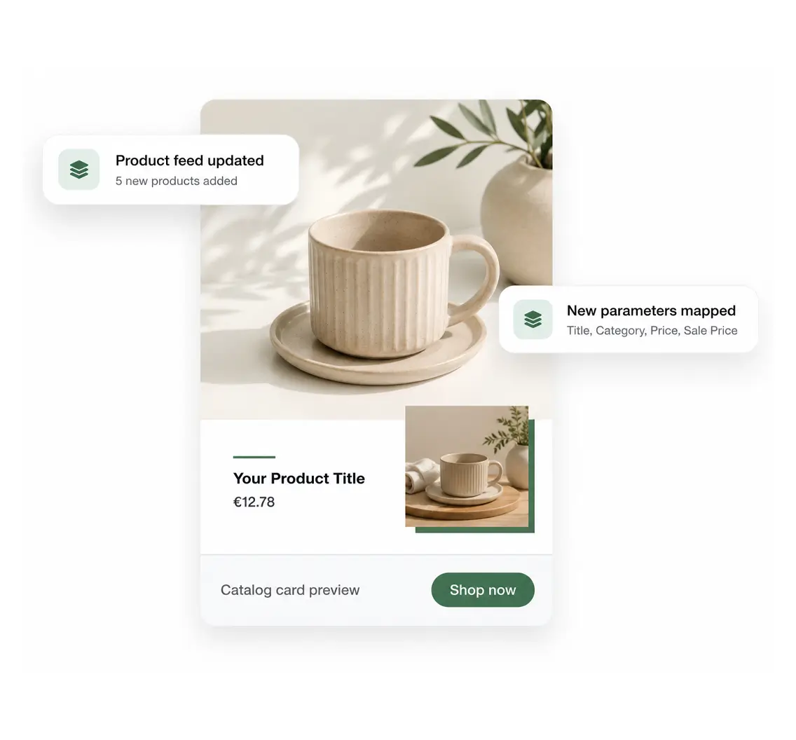 keep feed updated. catalog dpa ads. flow by pansyer