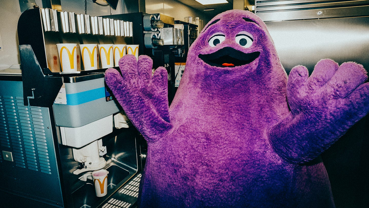McDonald's 50th Birthday Is Gate-Crashed by Iconic Character Grimace |  LBBOnline