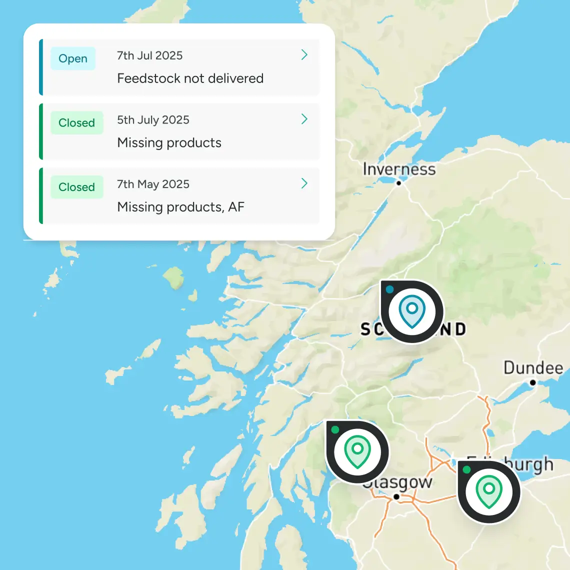 Log incidents and map view