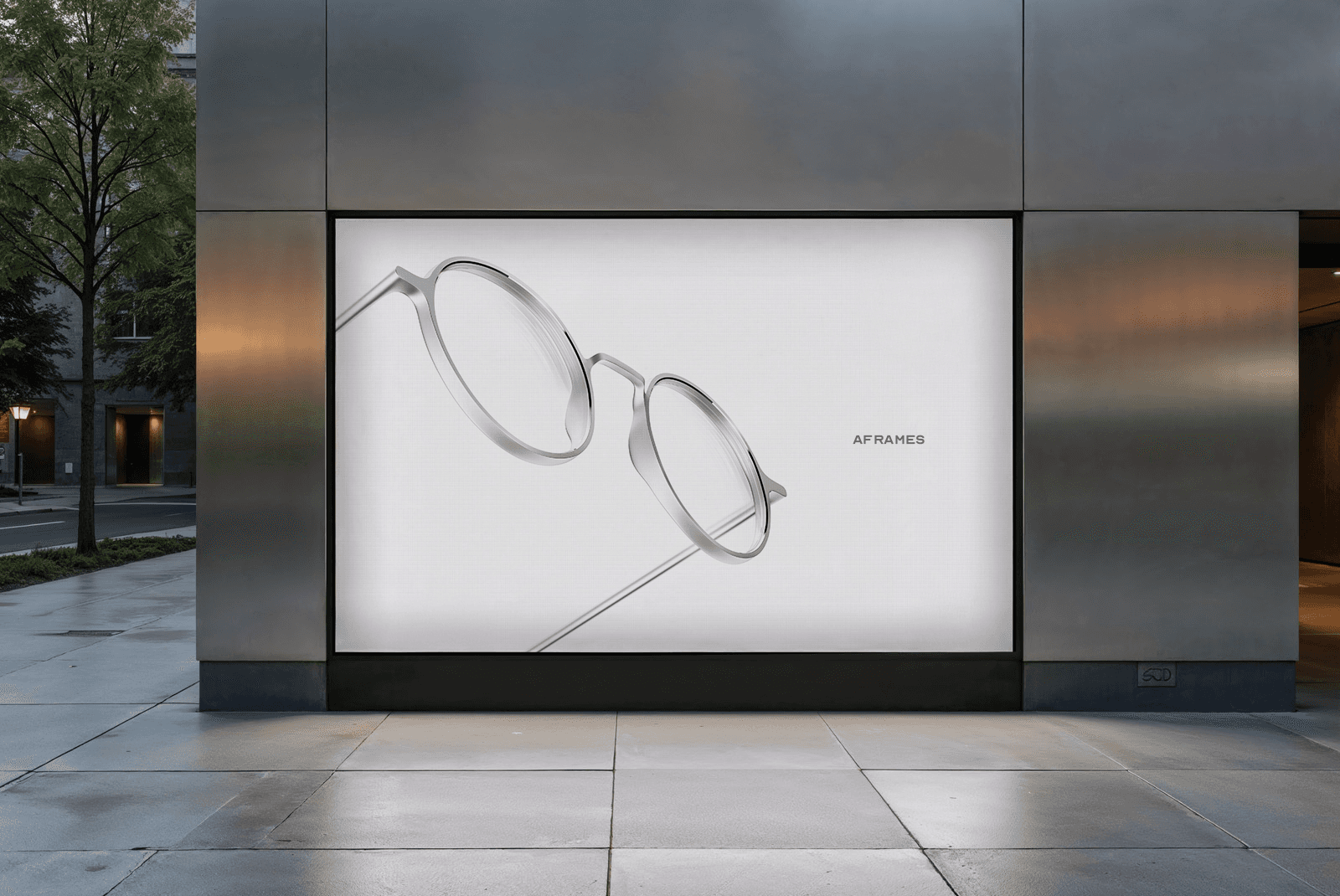 Streetside billboard with flyposters of the Batch.Works brand and illustrations