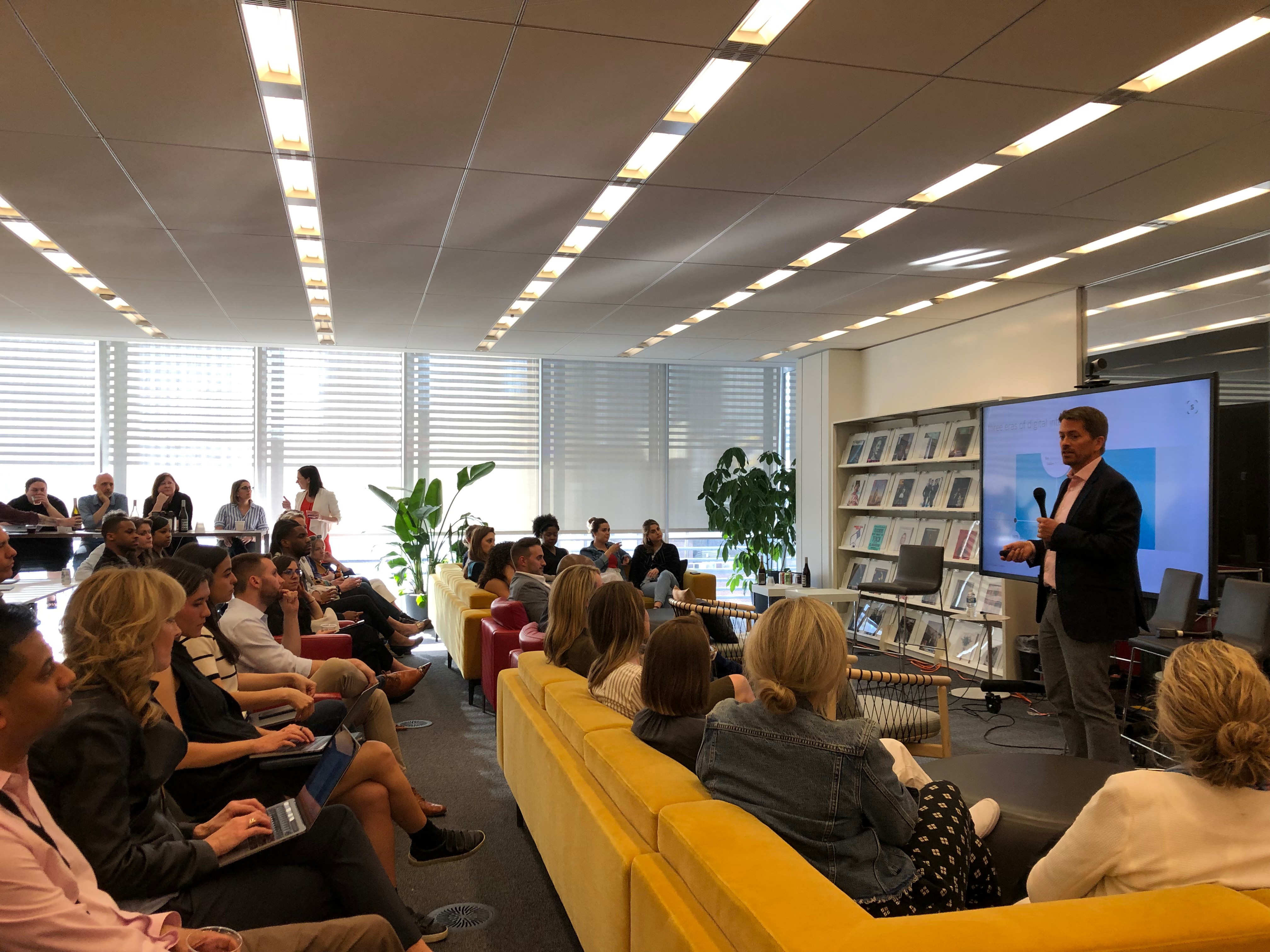 Dave Edwards delivering a keynote at The New York Times