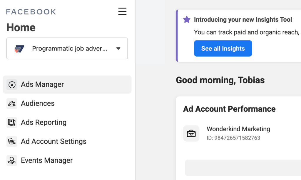 Accessing Facebook Ad Manager