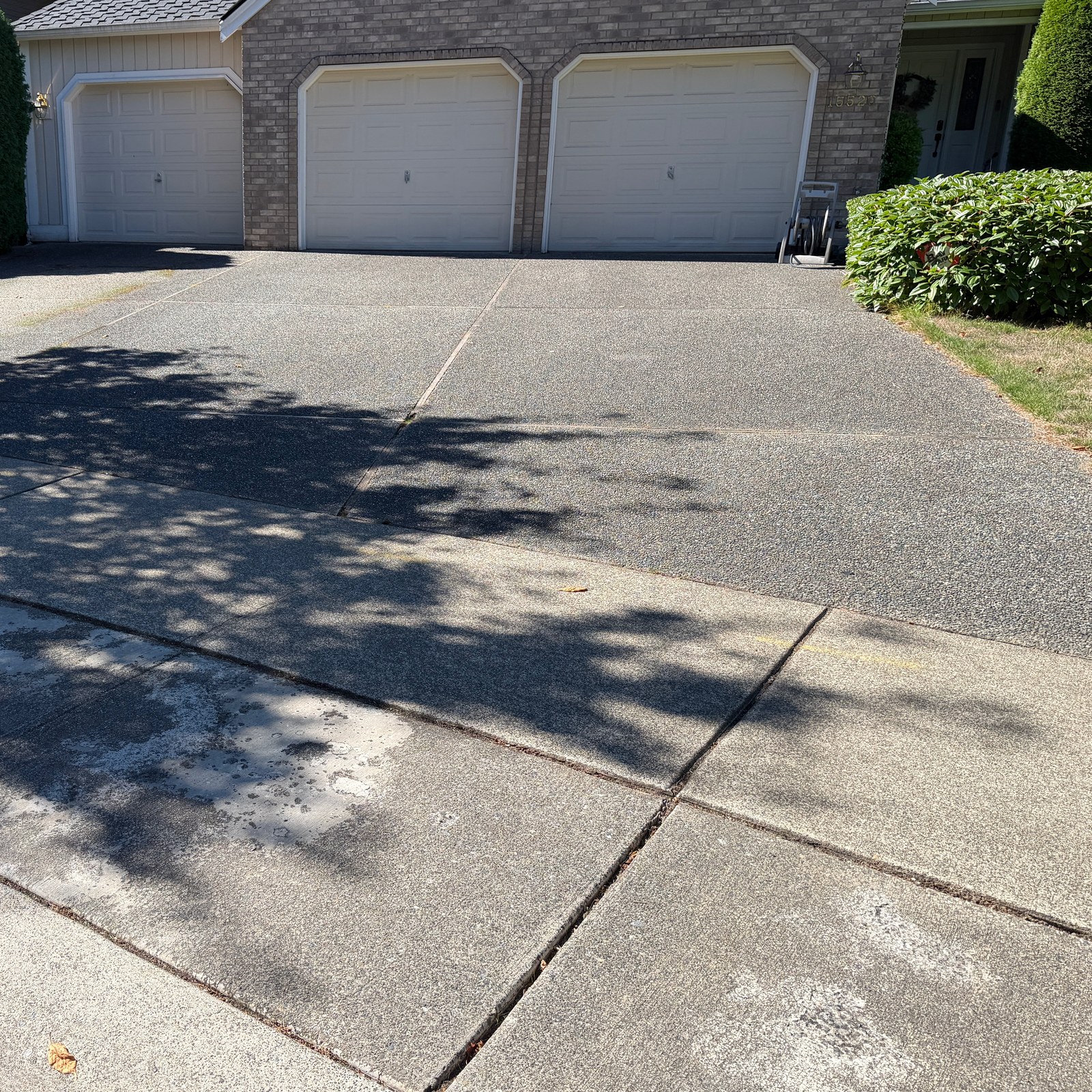 Before: exposed aggregate driveway pressure washing in Mill Creek, WA