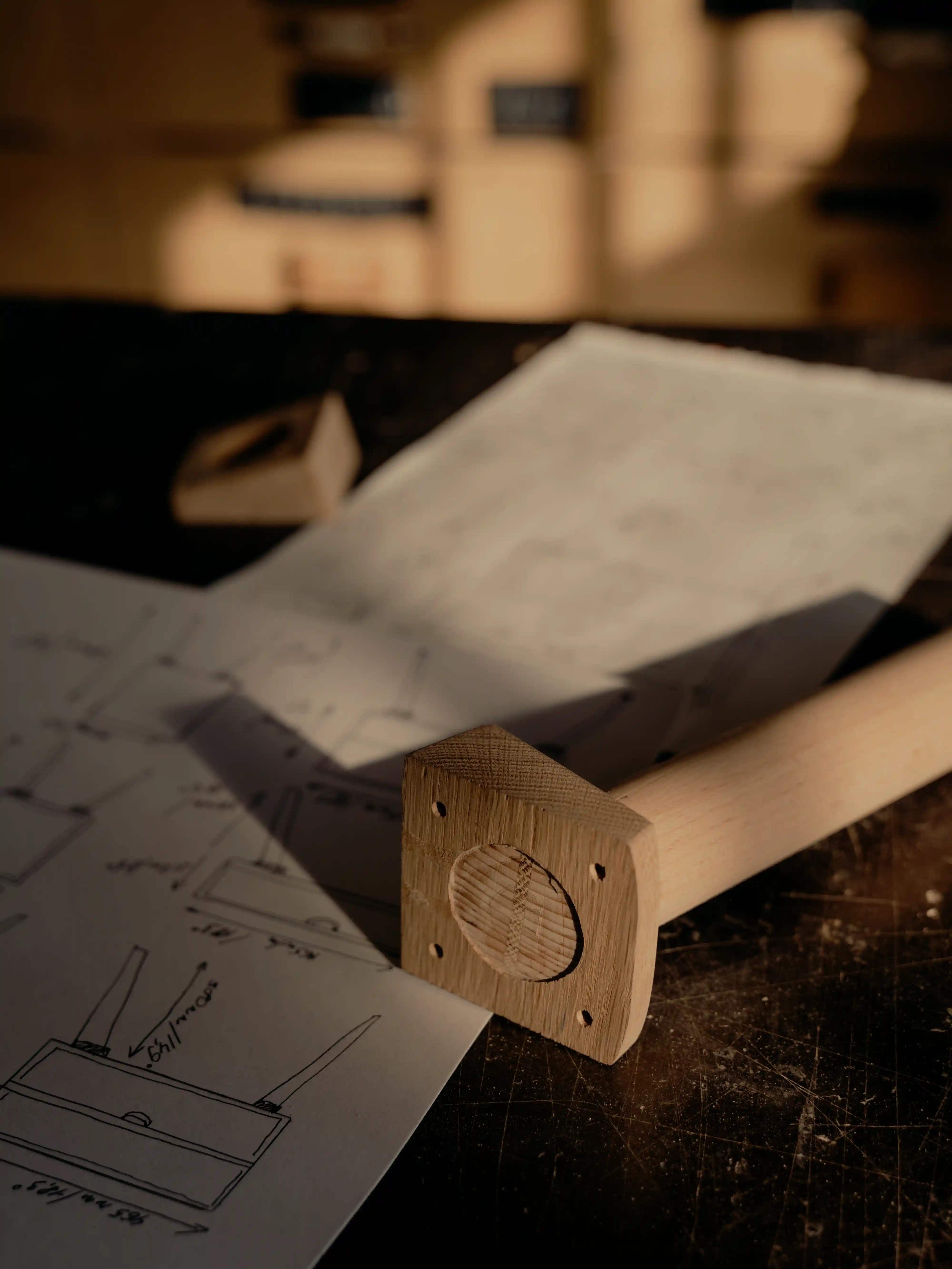 A close-up view of a worker's desk
