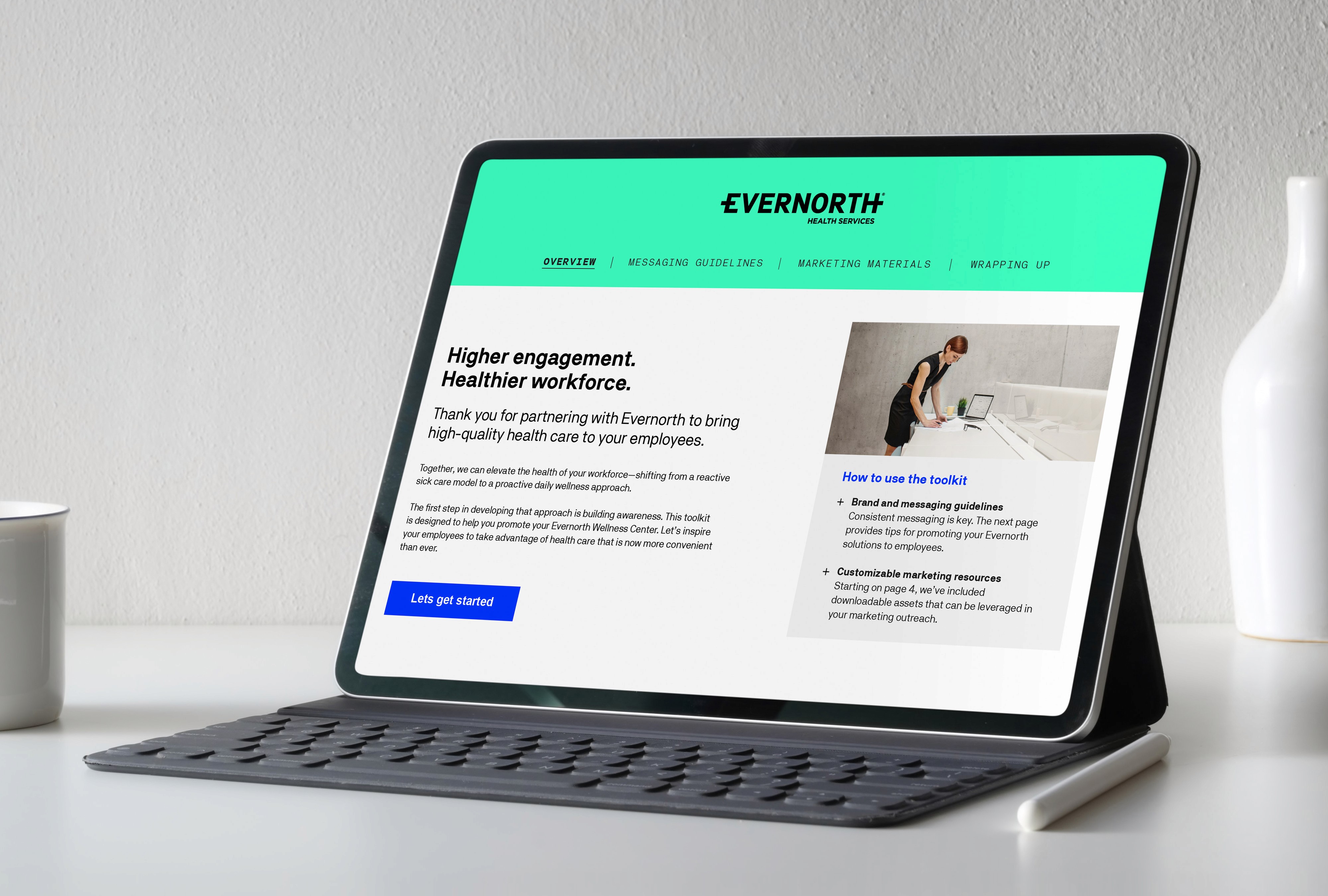 Tablet showing Bloomy UI
