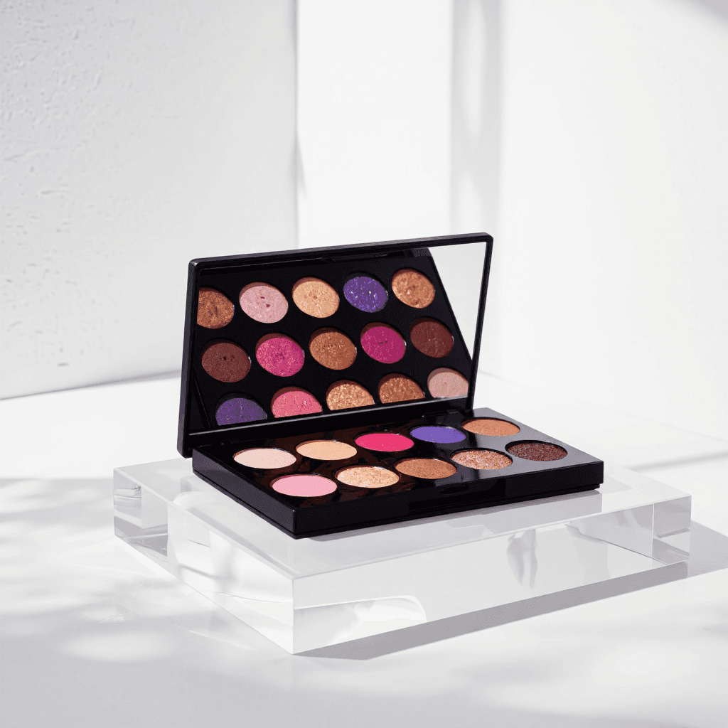 product photography of a palette of eyeshadow