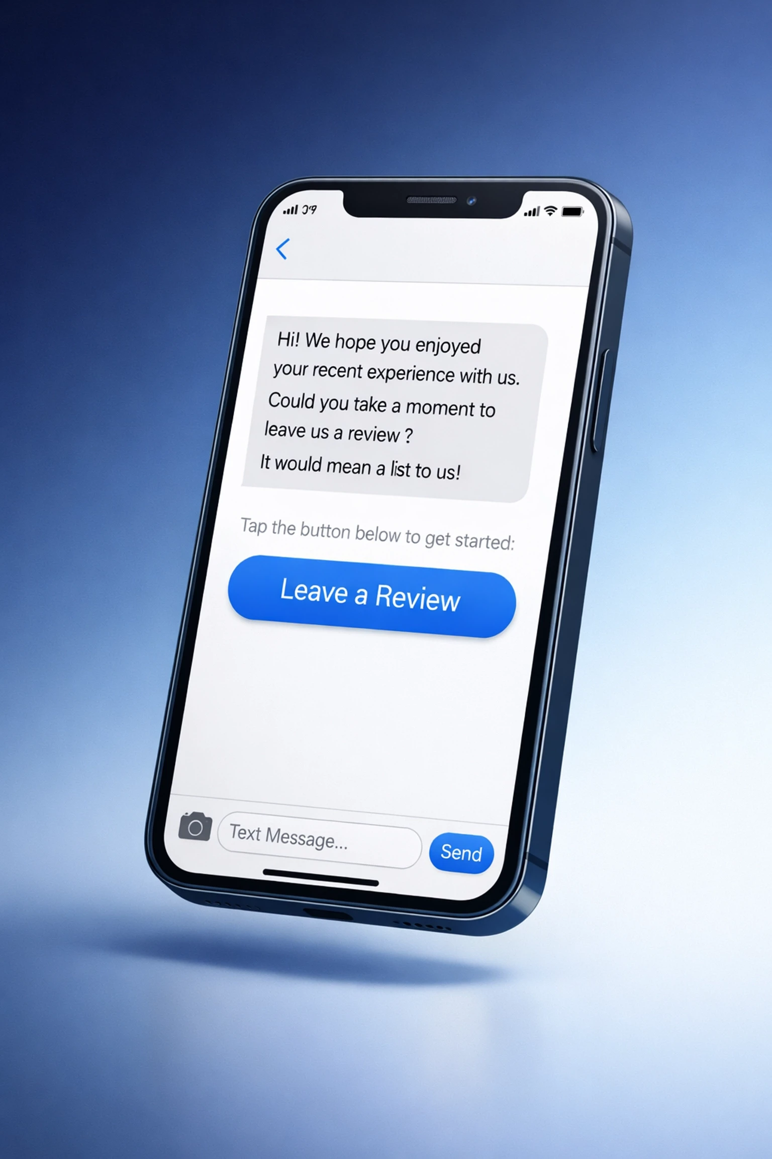 Automated SMS review request on smartphone for accounting firm client after BAS lodgement