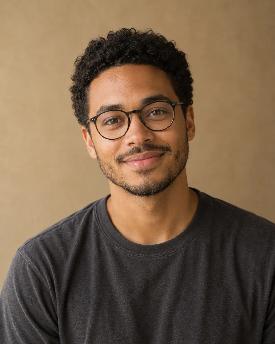 Leon Hart, editor, in round glasses and a charcoal t-shirt