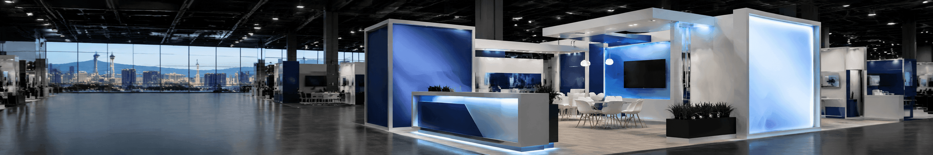 Las Vegas Convention Center booth planning guide with LVCC booth rental, booth installation, 30x40 layout, branded graphics, demo zones, meeting areas, and show-floor setup