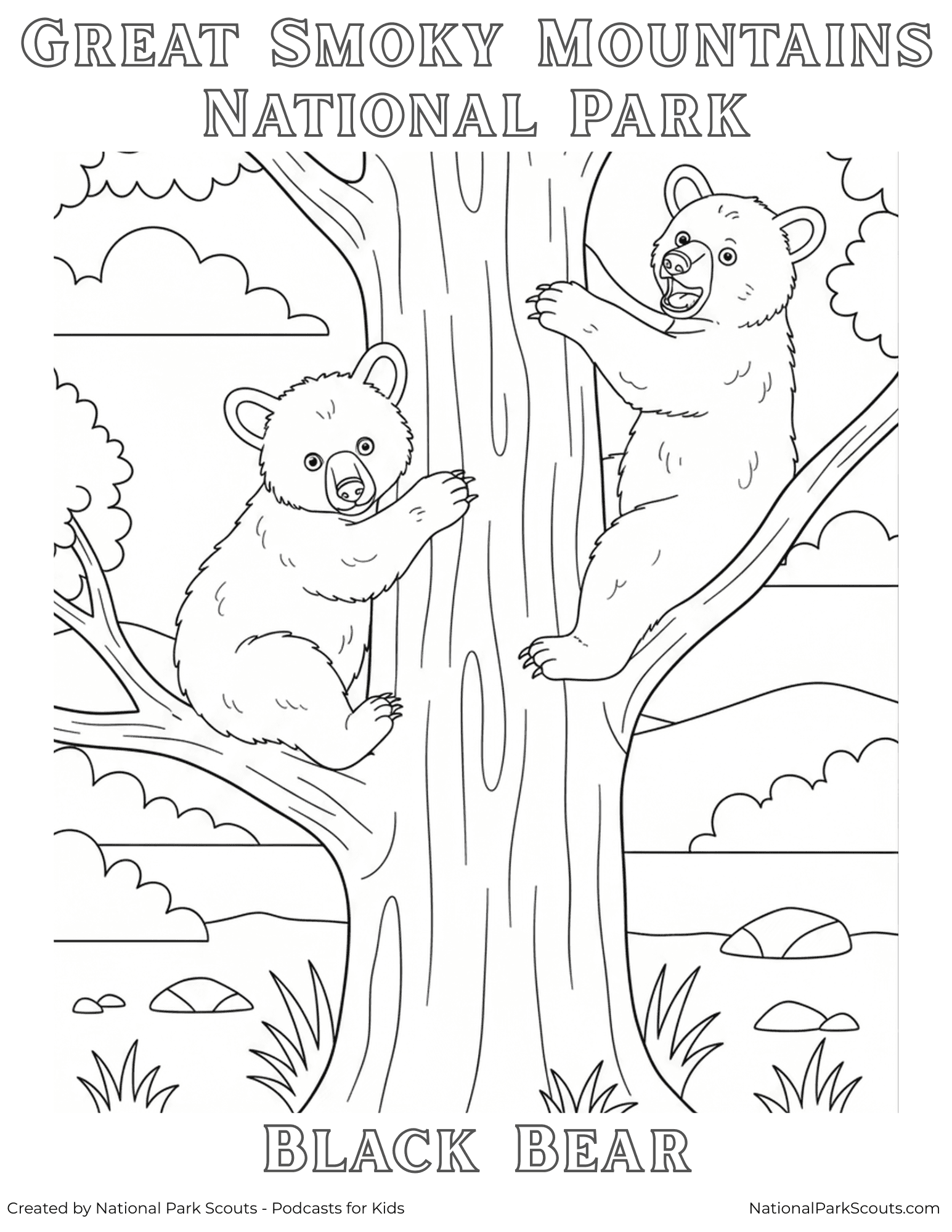 Smoky Mountains Coloring Page - Black Bear