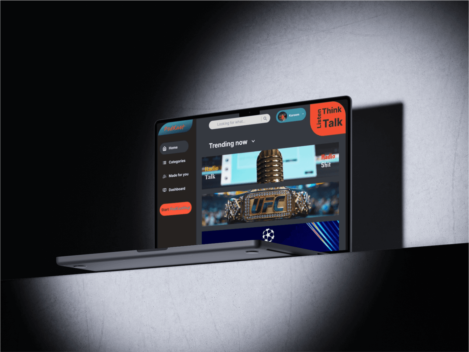 Clean podcast landing page design with mobile-friendly UI for audio streaming