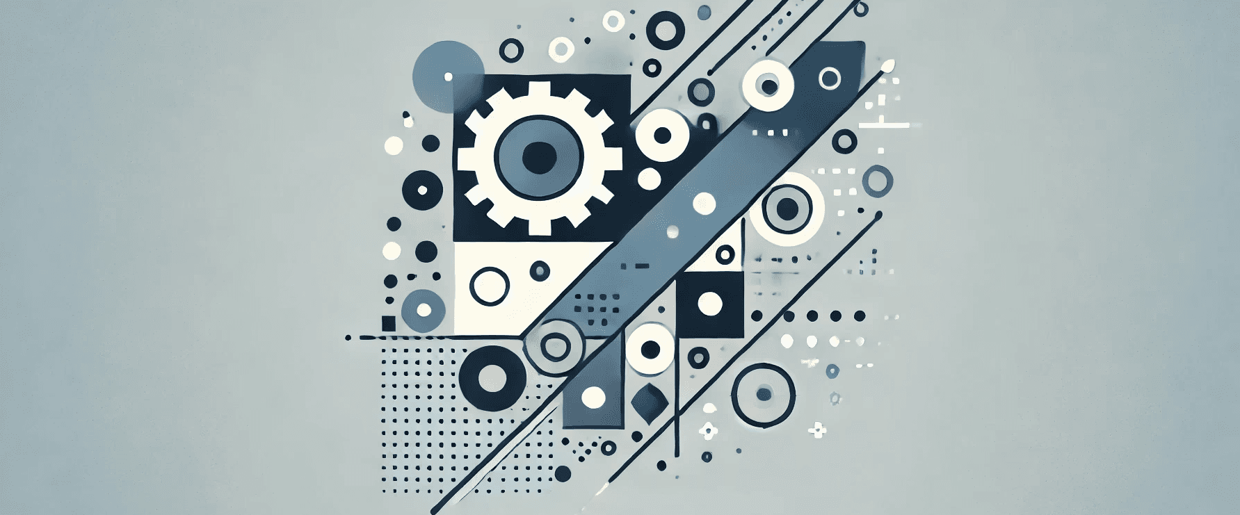 Abstract logo-style design representing engineering decision-making, featuring geometric shapes and smooth lines in shades of blue, grey, and white. The design subtly evokes innovation and problem-solving through minimalist symbols, such as gears and arrows, without any text.