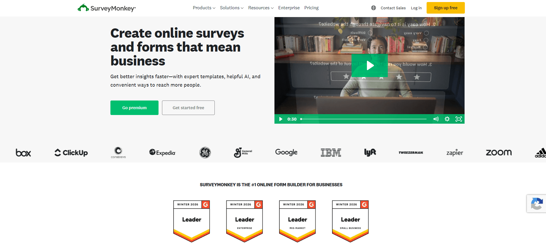 Surveymonkey homepage