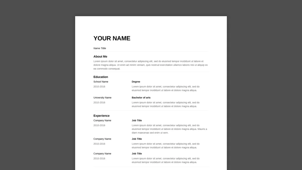 Free Notion Templates Professional Resume