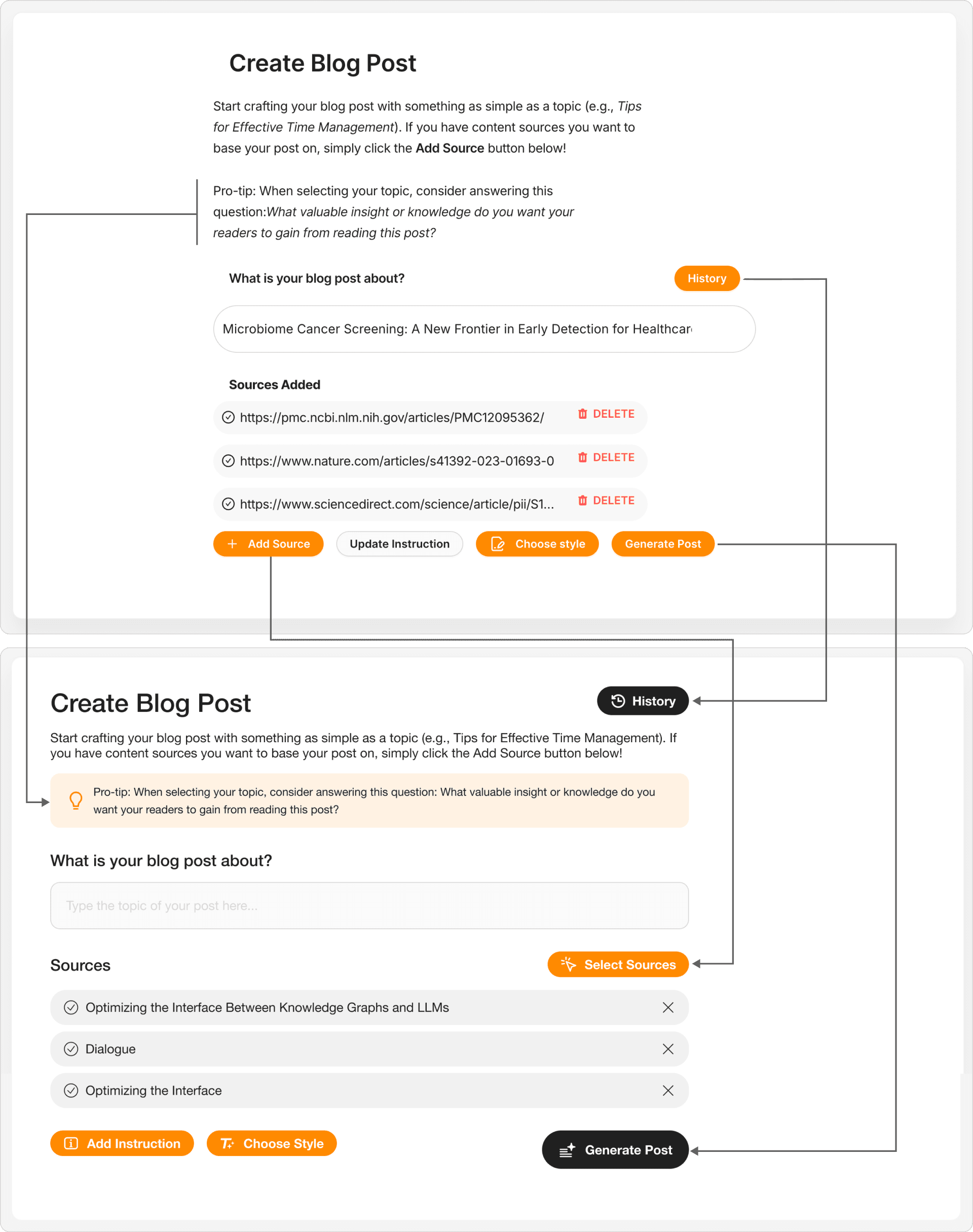 Before & After - Create Blog Post