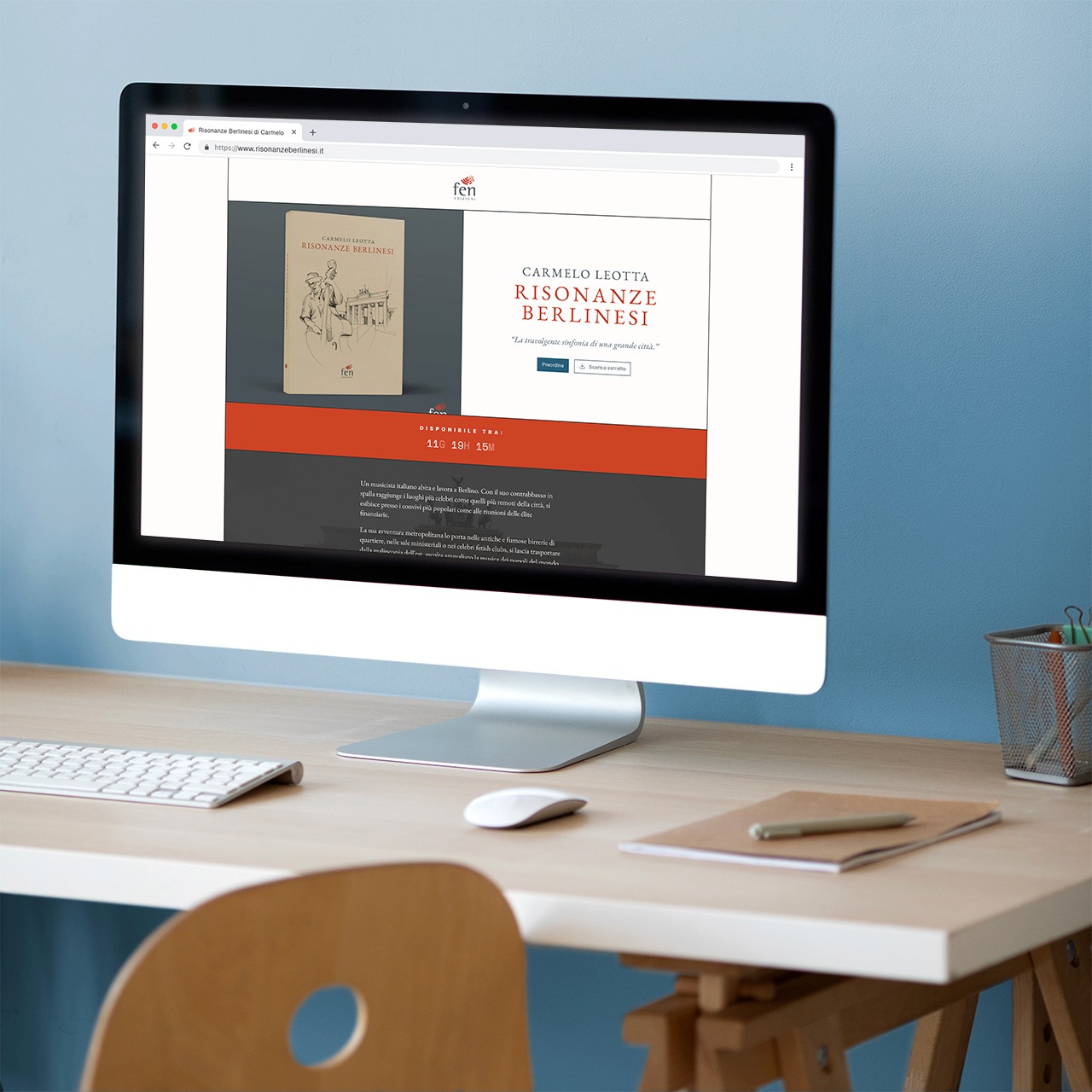 Risonanze Berlinesi di Carmelo Leotta. Landing page mockup. © Emanuele Tarchi