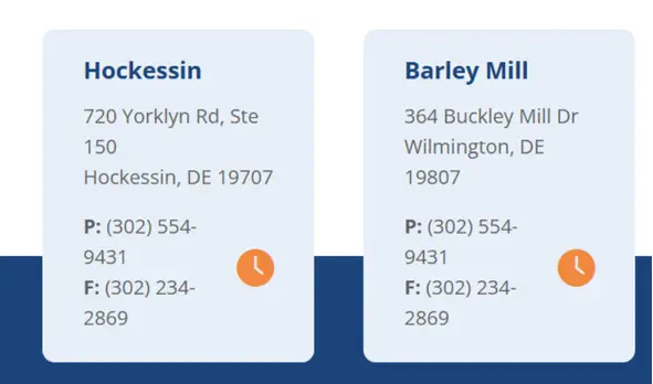 Hockessin and Barley Mill office addresses and phone numbers in Delaware.