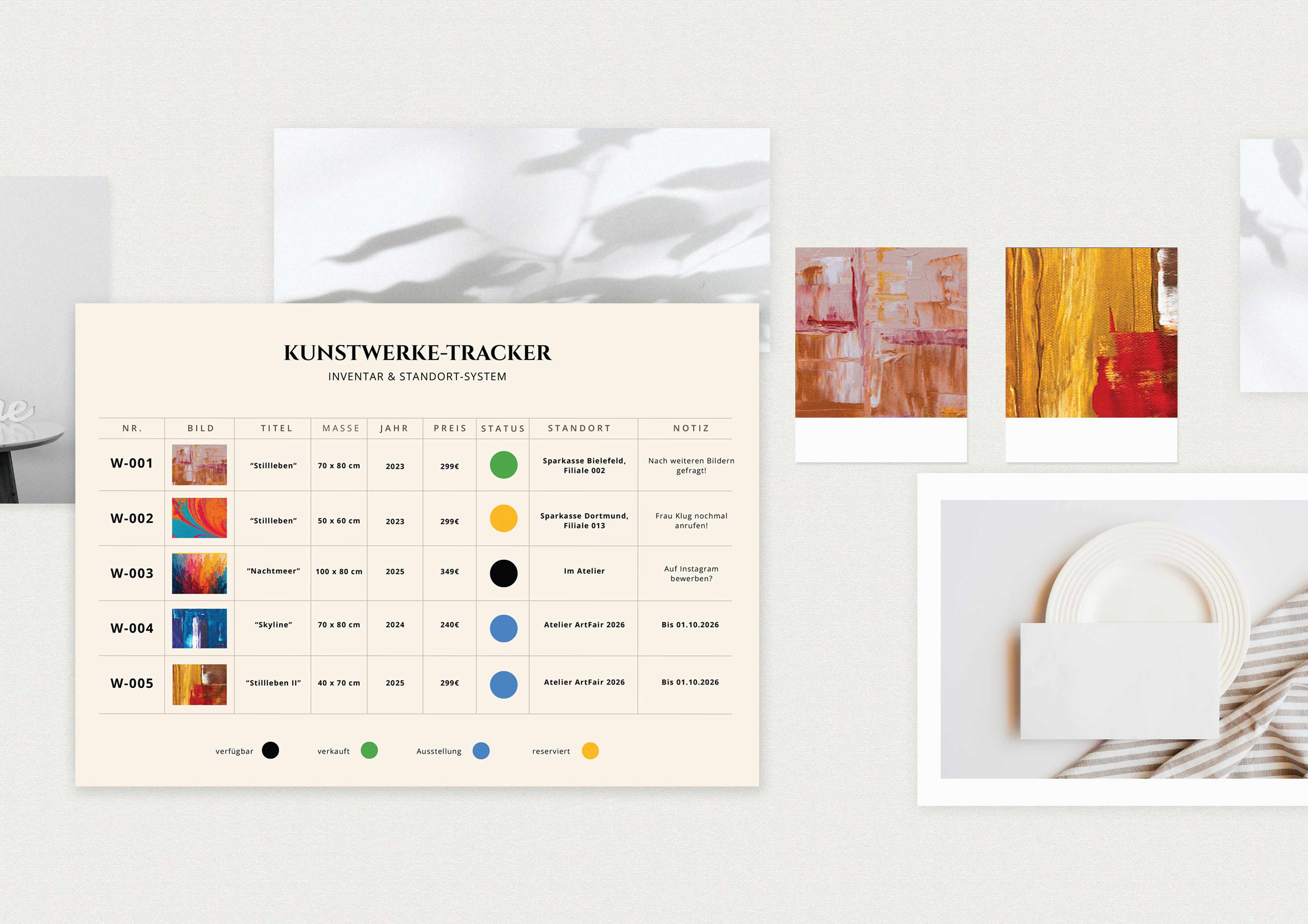 RR-Studio | Branding & Webdesign - Ordnung im Atelier - Kunstwerke-Tracker