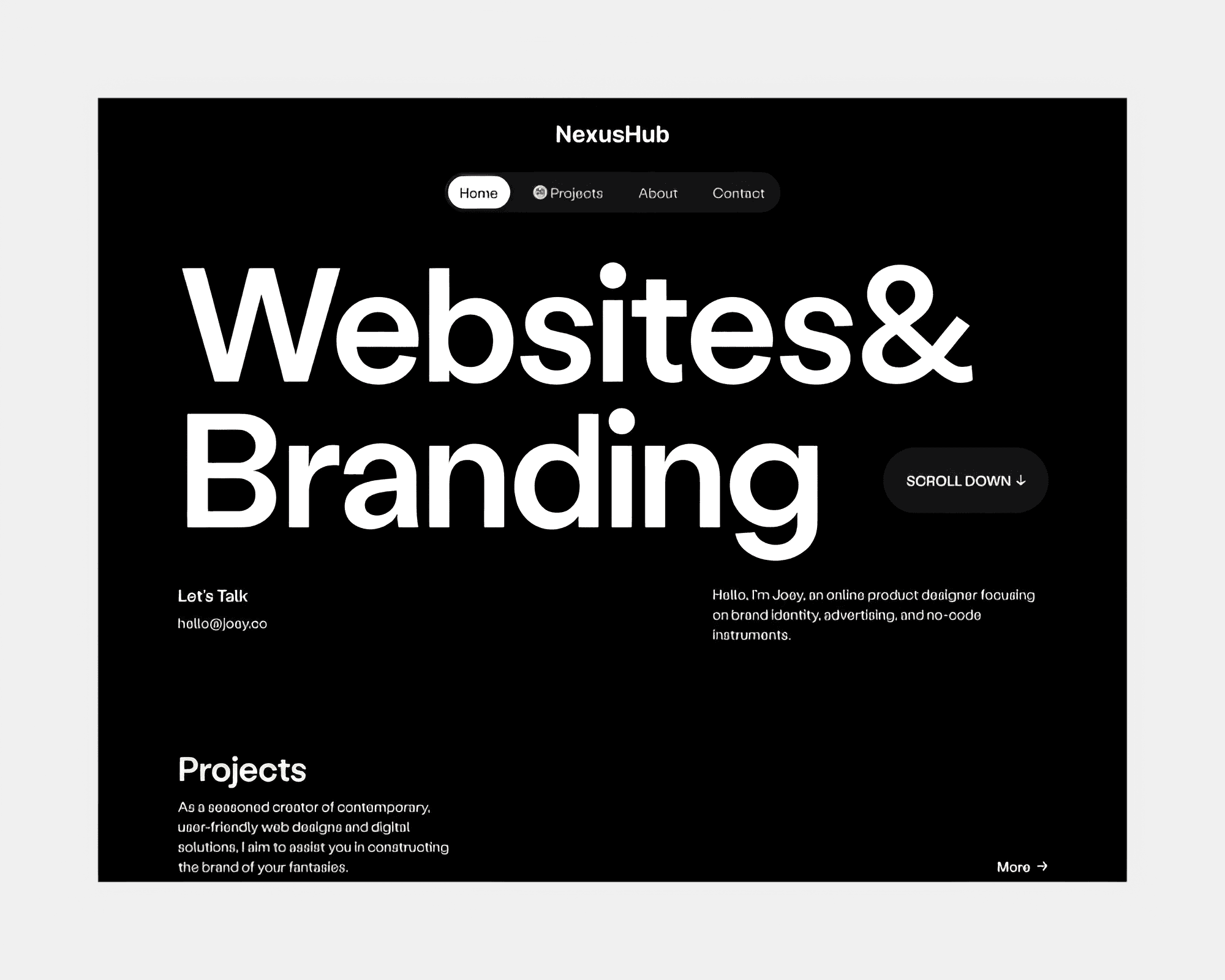 design agency website, hero