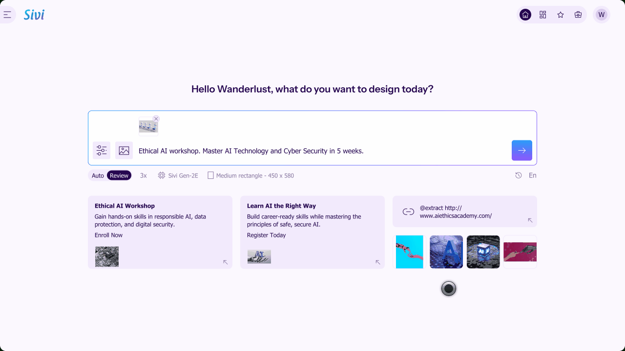 How to generate designs with an AI design tool?