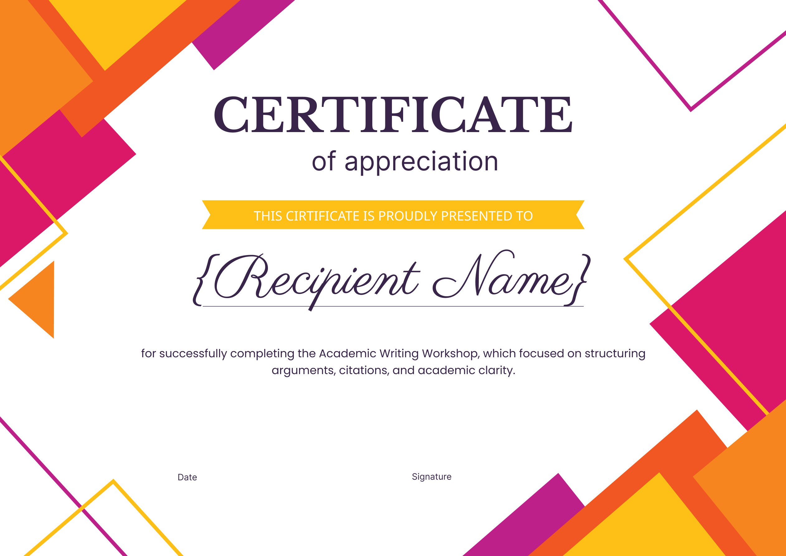 Wauld - Lively and bright certificate of appreciation template