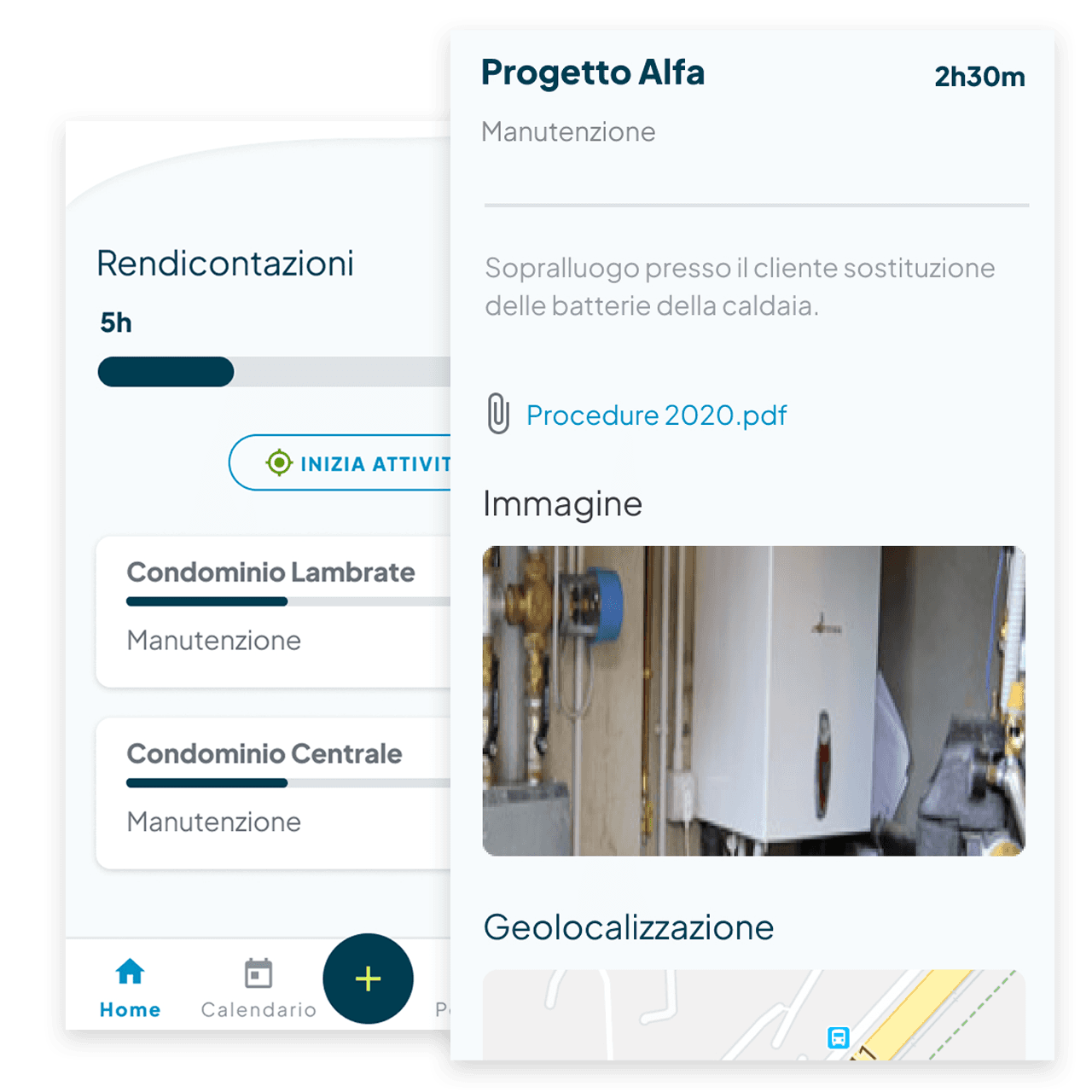 Modulo di rendicontazione attività di Fluida che permette di tracciare il tempo dedicato a progetti e clienti, ottimizzando i processi aziendali.