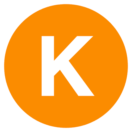 An orange circular avatar with a white letter K.