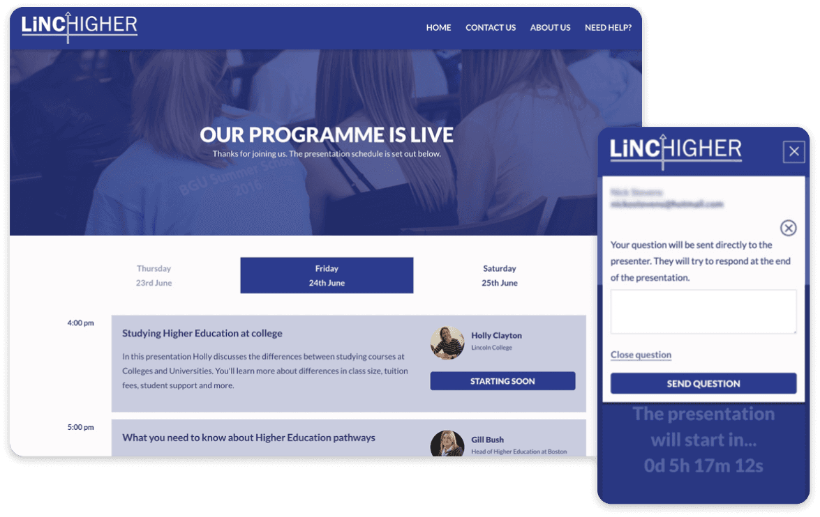 Linc Higher live streaming event