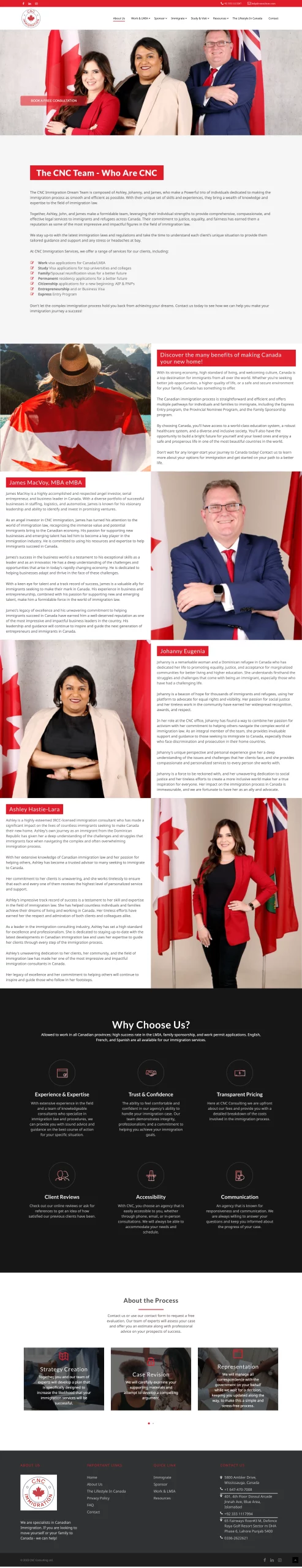 home page for consultcnc website developed & designed by Dreams Agency Mississauga, Ontario