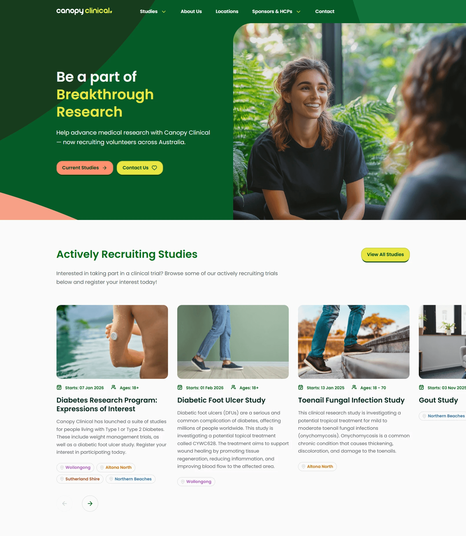 Canopy CR Clinical Research Website After UX Consultant Sydney ux design sydney