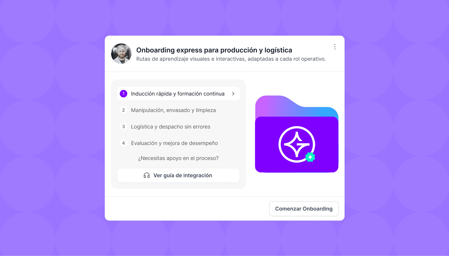 Image shows a graphic with a purple background, featuring text about an update and a small icon of a document.