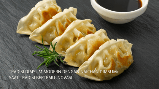 5 buah gyoza di atas meja