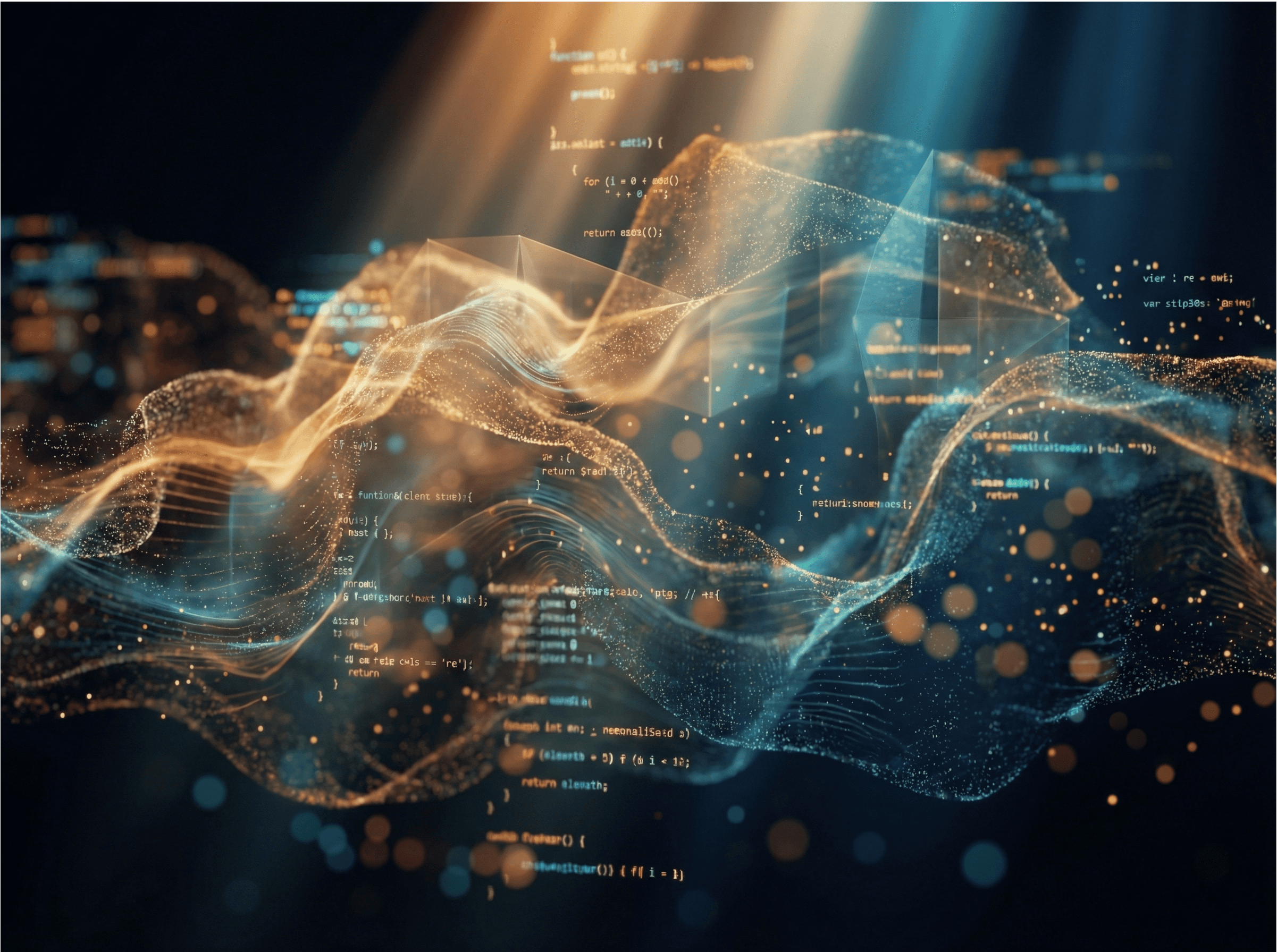 A large Apple computer screen displays a colorful audio editing software interface with multiple sound waves and tracks, indicating active digital audio production work.
