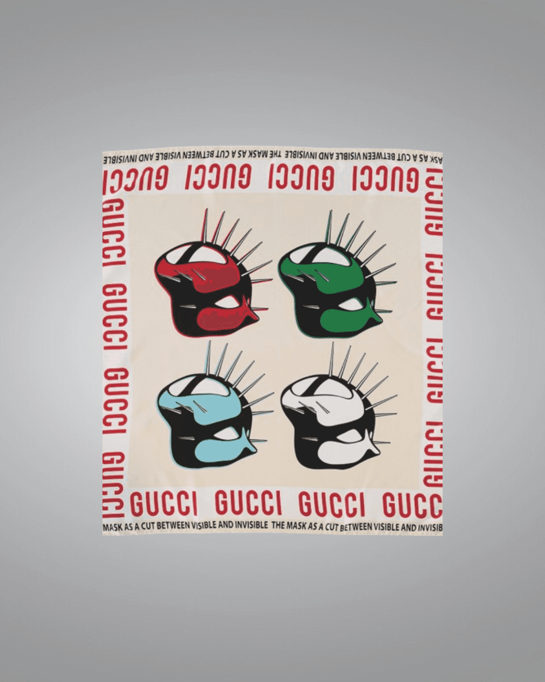 Gucci Cream Graphic Silk Scarf 