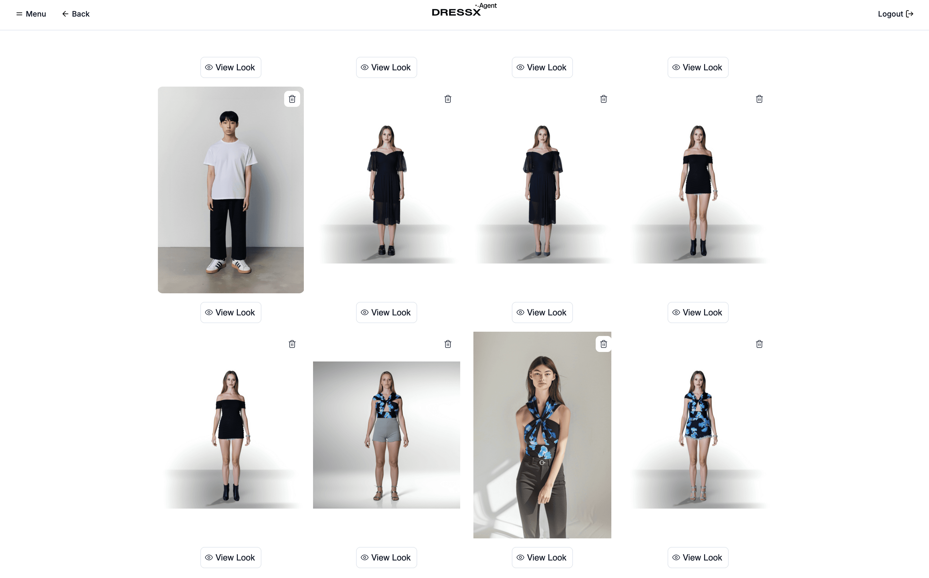 DRESSX Agent AI Try-on history