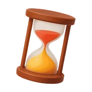 3D hourglass with orange and yellow sand in a wooden frame