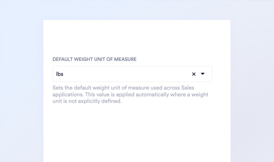 Default Unit of Measure