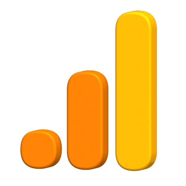 3D blue and white data funnel icon with a small gear symbol