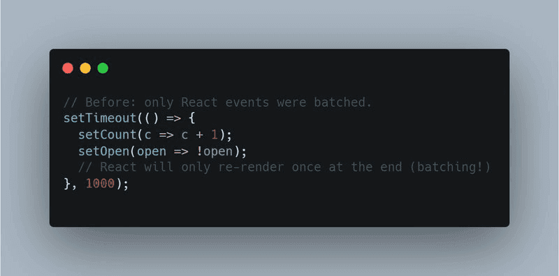 Batching with setTimeout in React 18.