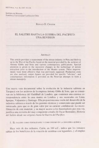 El salitre hasta la Guerra del Pacífico: una revisión
